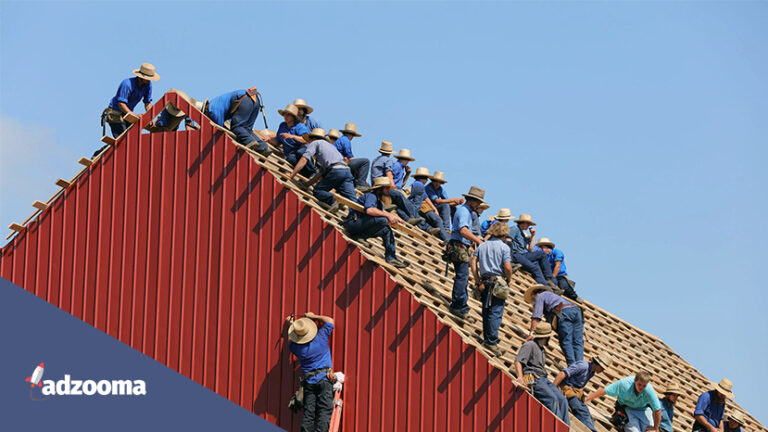 Workmen building a roof