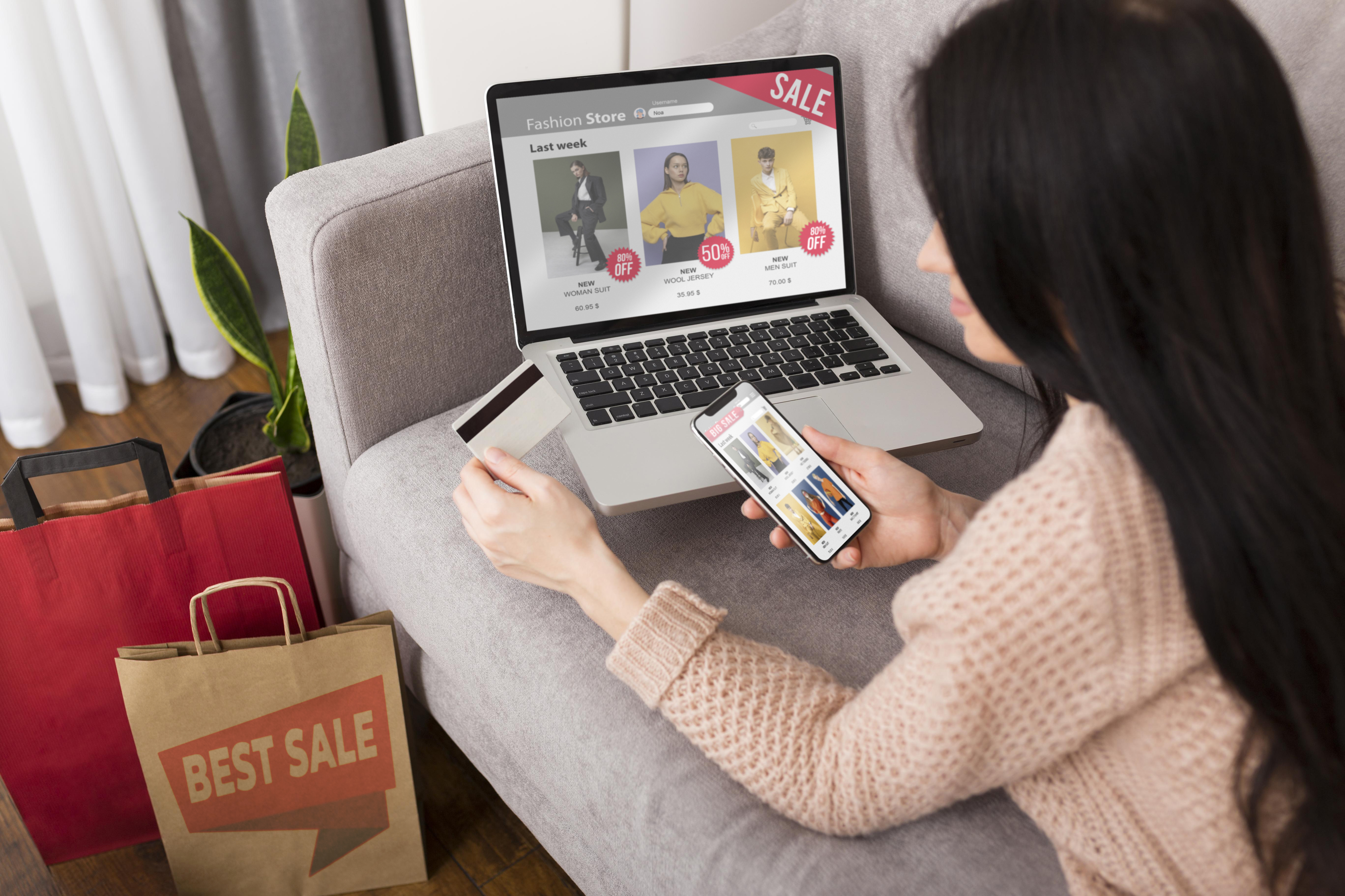 Woman buying on a website